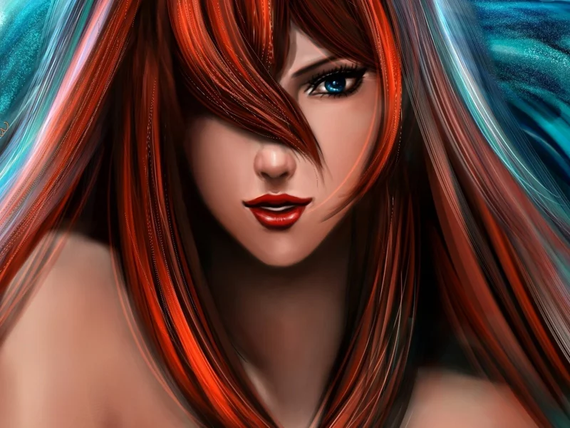 naruto, lilyzou, девушка, mizukage, волосы, челка, арт, mei terumi