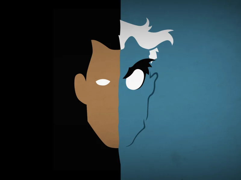 blo0p, двуликий, минимализм, harvey dent, dc comics, two-face, batman