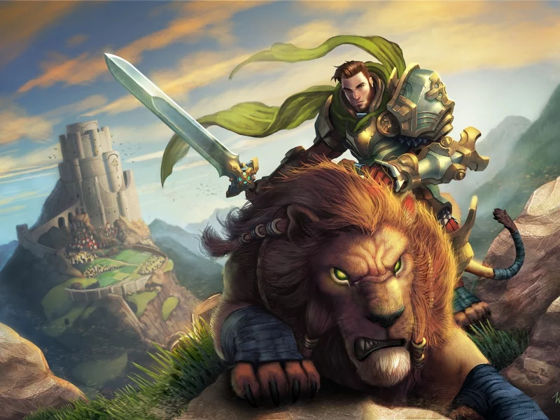 world of warcraft, воин, меч, лев, всадник, хищник, мужчина, арт