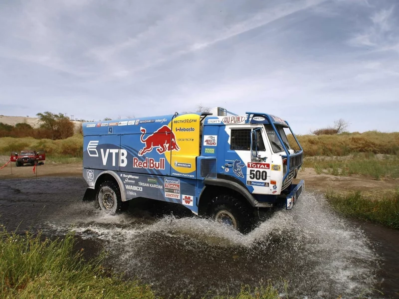 дакар, kamaz, синий, брызги, камаз, rally, red bull, dakar, вода