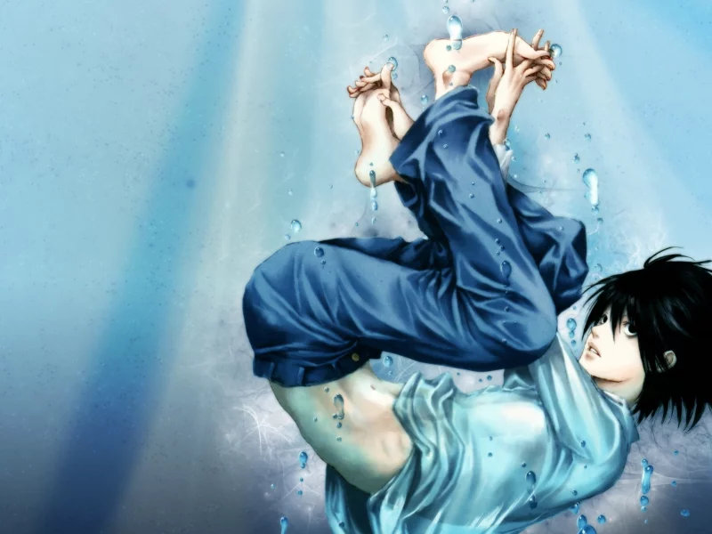 парень, death note, арт, тетрадь смерти, l, green glass, nao tukiji