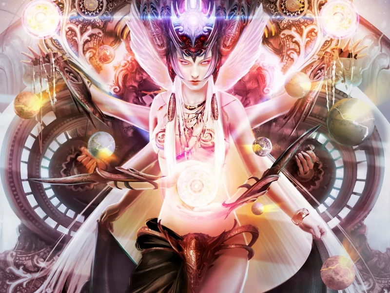 арт, богиня, daniel lim, сферы, шары, legend of the cryptids, девушка