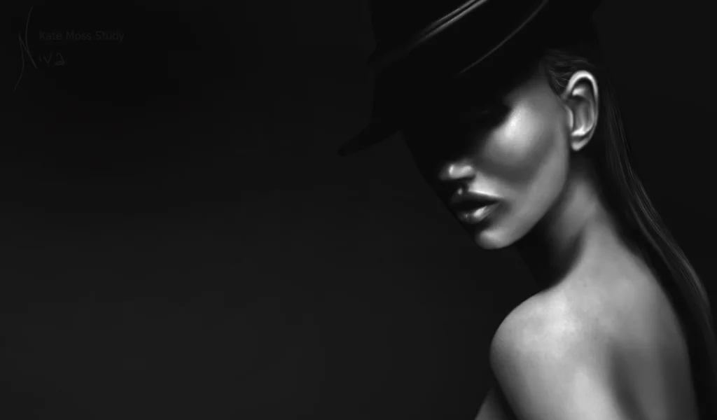 кейт, шляпа, девушка, модель, мосс, kate moss, темный фон