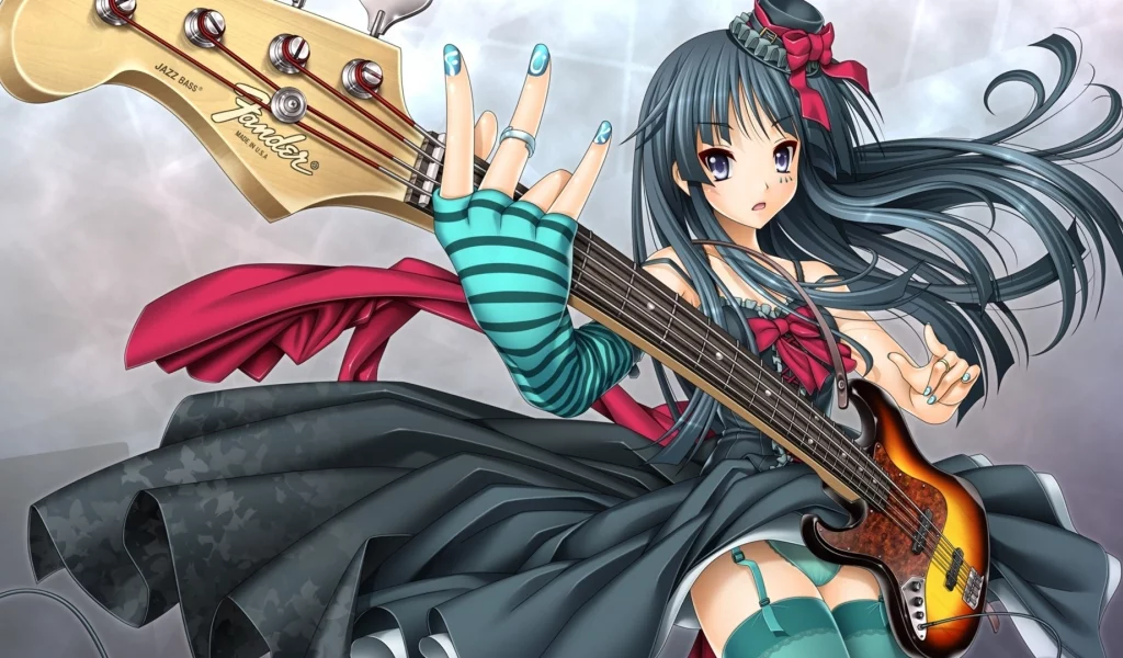 гитара, mio akiyama, k-on, мио, легкая музыка, кэйон