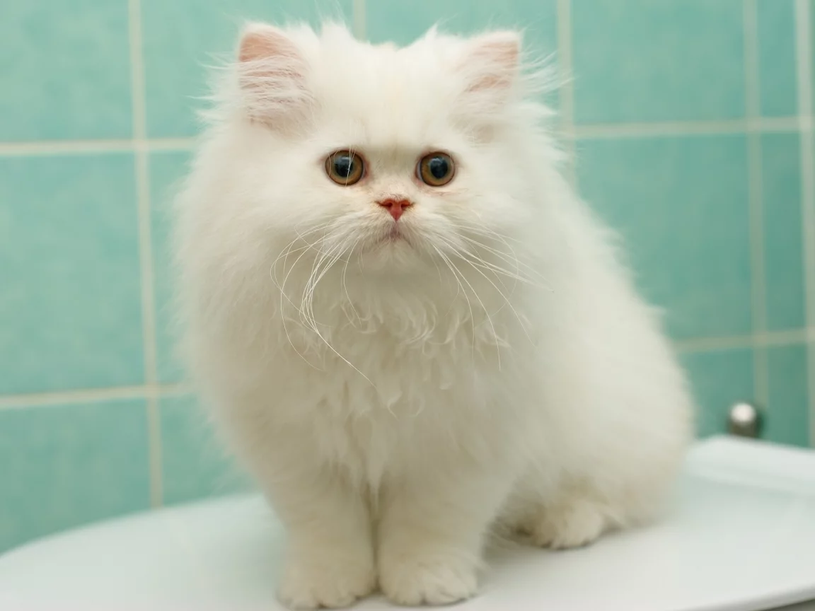 котёнок, белый, пушистый, перс