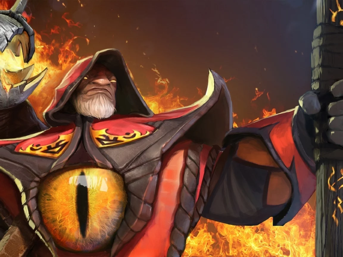 art, game, игра, valve, warlock, 2666x1080, арт, eye, глаз, defence of the ancients, dota2, fire, огонь, golem