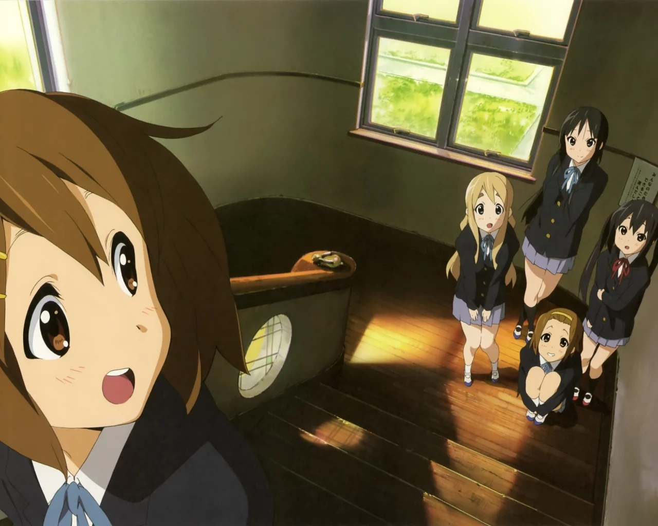мио, лестница, k-on, адзуса, ритсу, муги, школа, юи