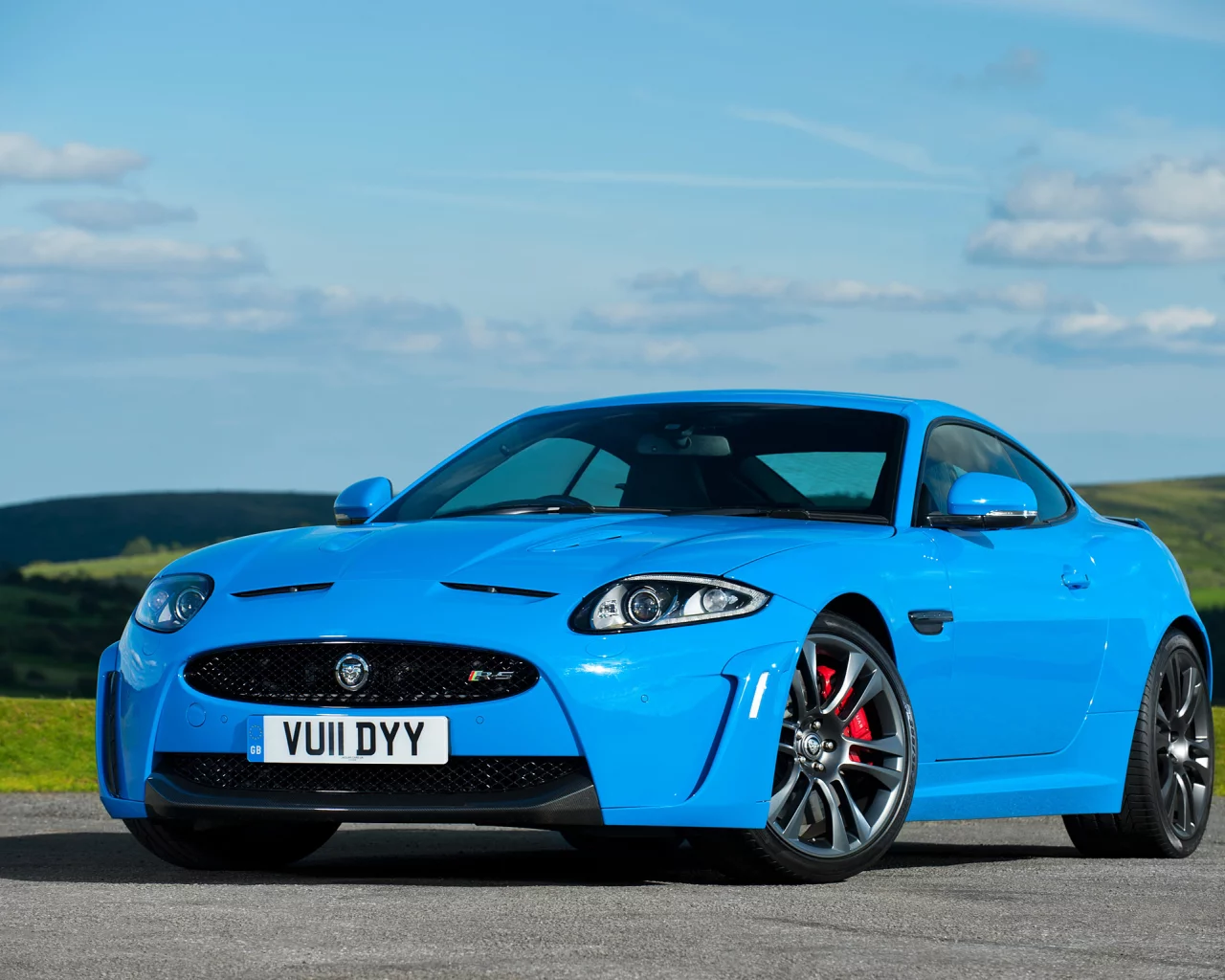 jaguar, облака, суперкар, небо, голубой, xkr-s, ягуар