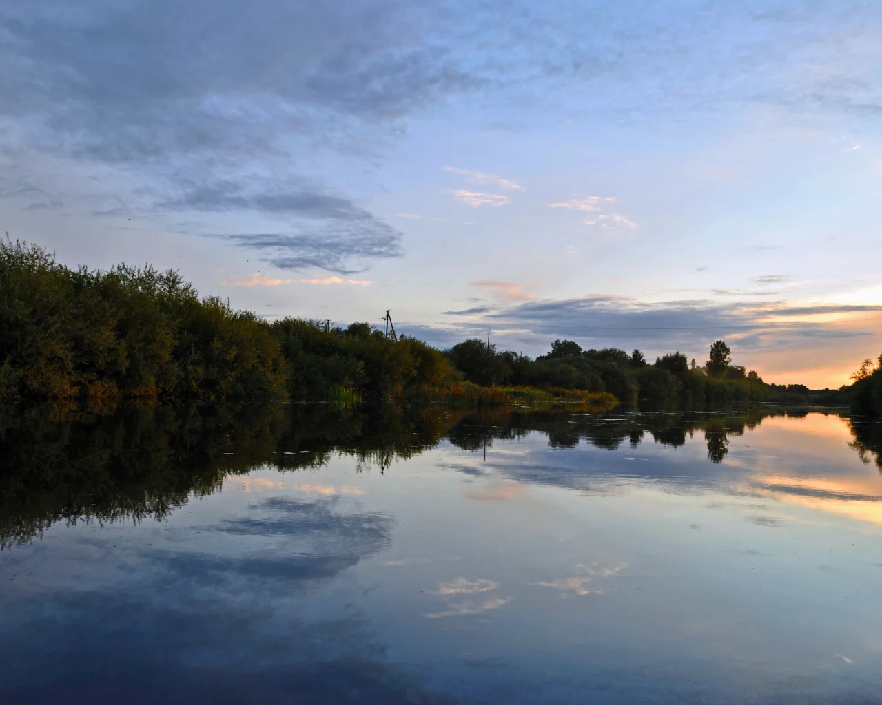вечер, река, деревья, тишь да гладь, отражение, nature wallpaper, зелень, river