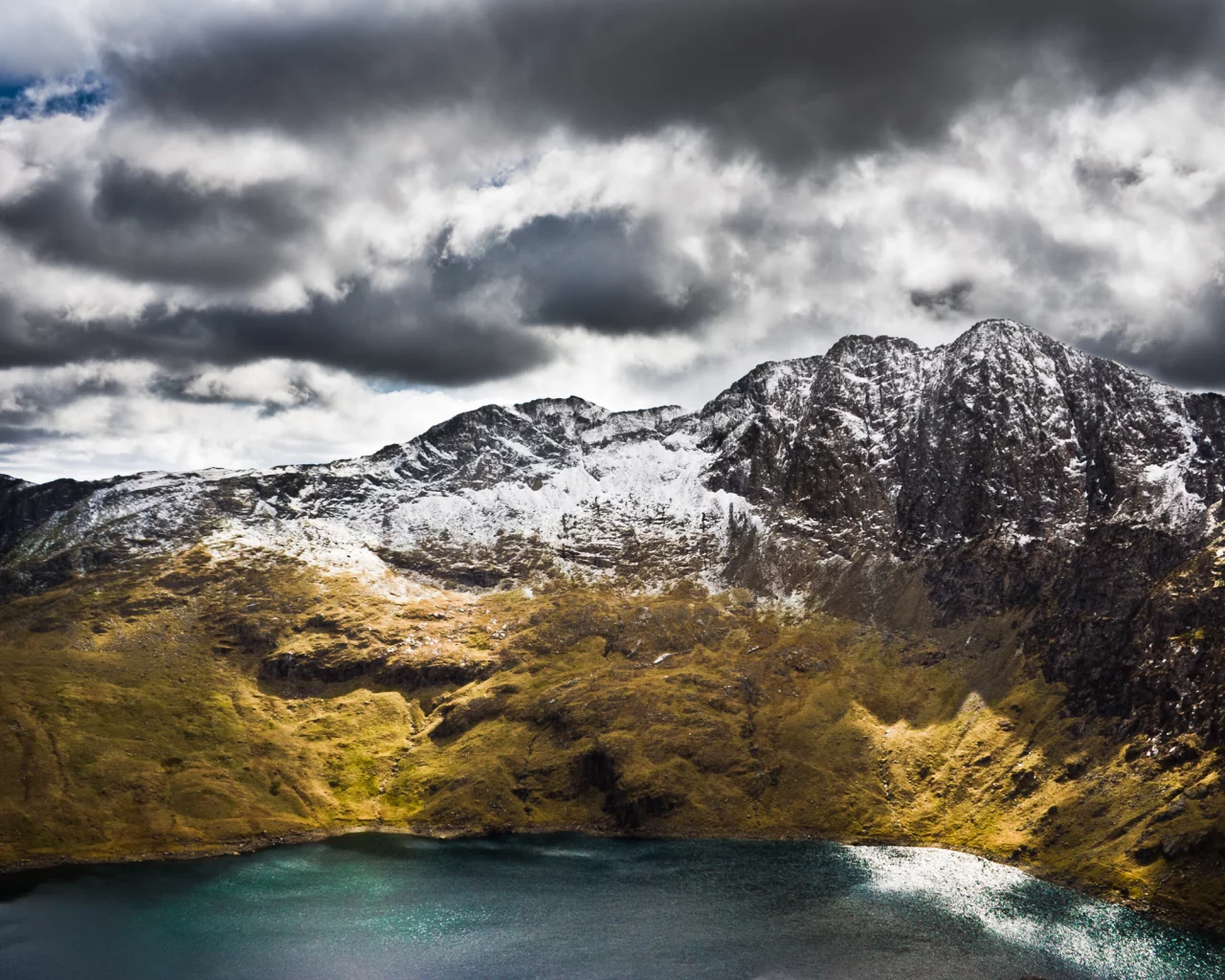 гора, горы, snowdon, море, вода, the uk, wales, океан