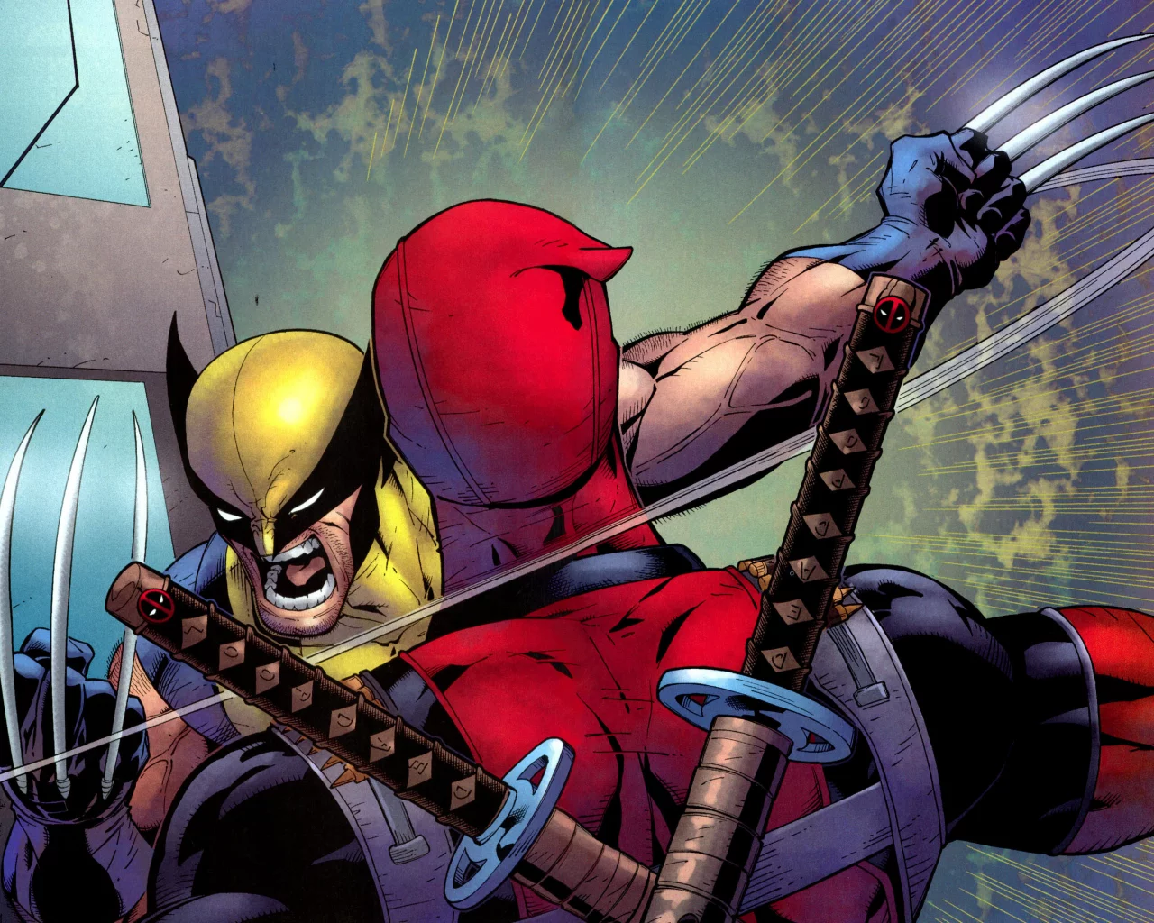 marvel, гнев, comics, росомаха, x men, wolverine, комикс, сабли, gun, heroes, deadpool, ninja, бой