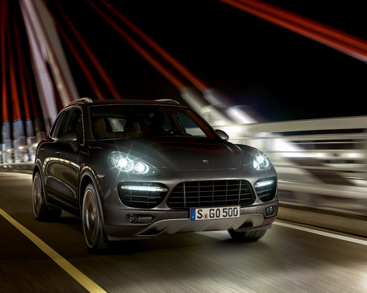cayenne turbo, porsche, night