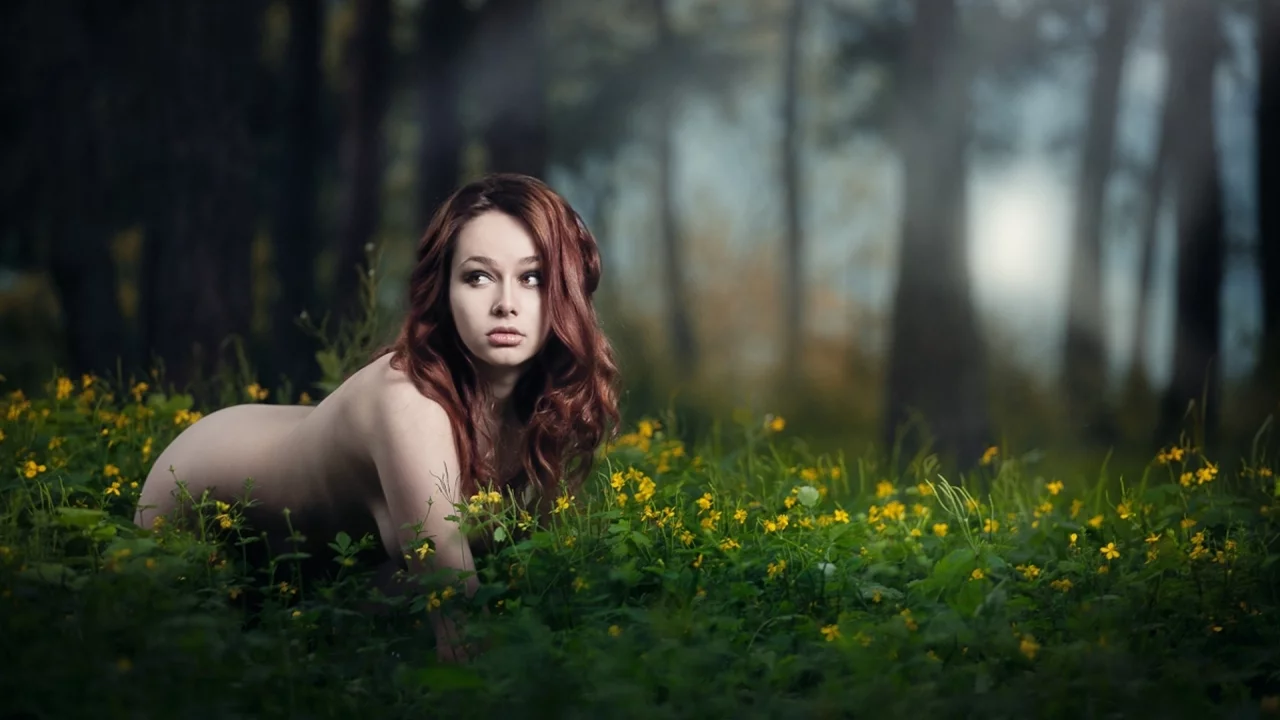 лес, девушка, природа