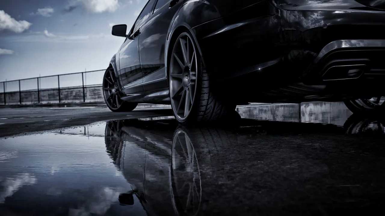 с-класс, небо, тюнинг, tuning, s-klasse, s550, с550, лужа, мерседес, диски, отражение, mercedes-benz, чёрный