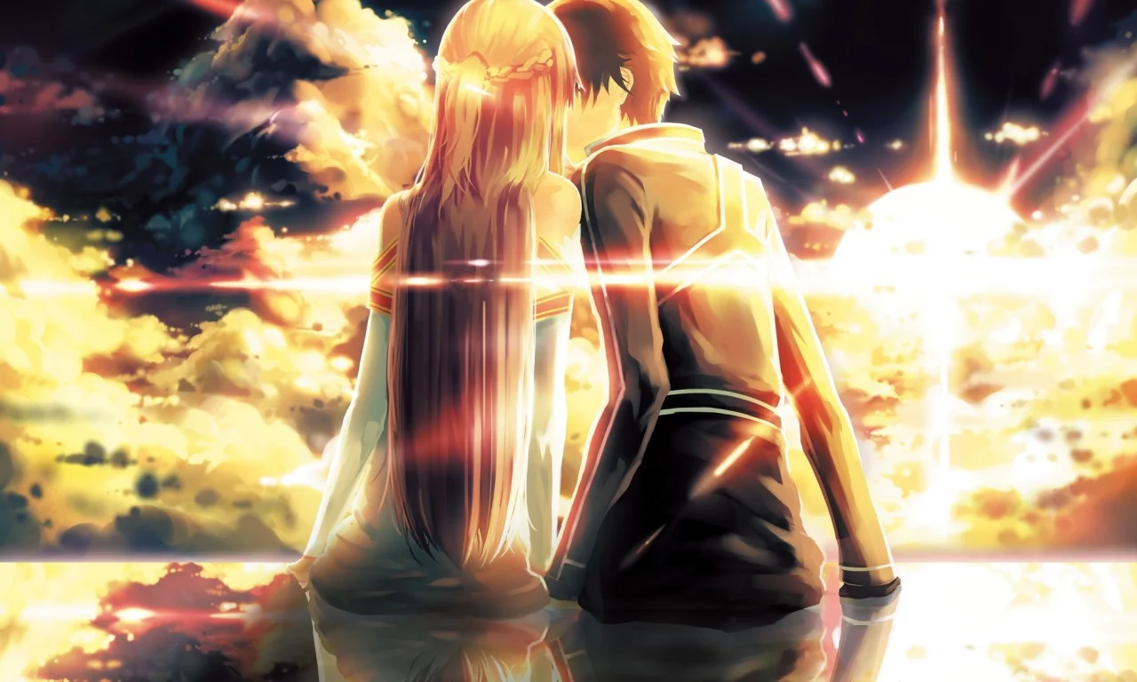 девушка, kirito, yuuki asuna, парень, арт, sword art online , ko2915277ok 