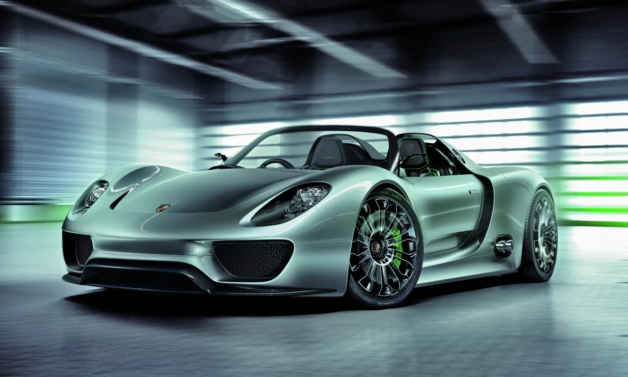 фон, спорткар, гараж, porsche 918 spyder, металлик, стоянка