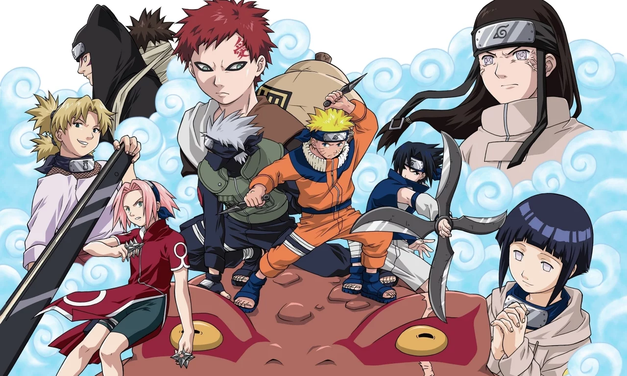 naruto, kankuro, hinata, nedji, gara, sakura, temari, kakashi, saske