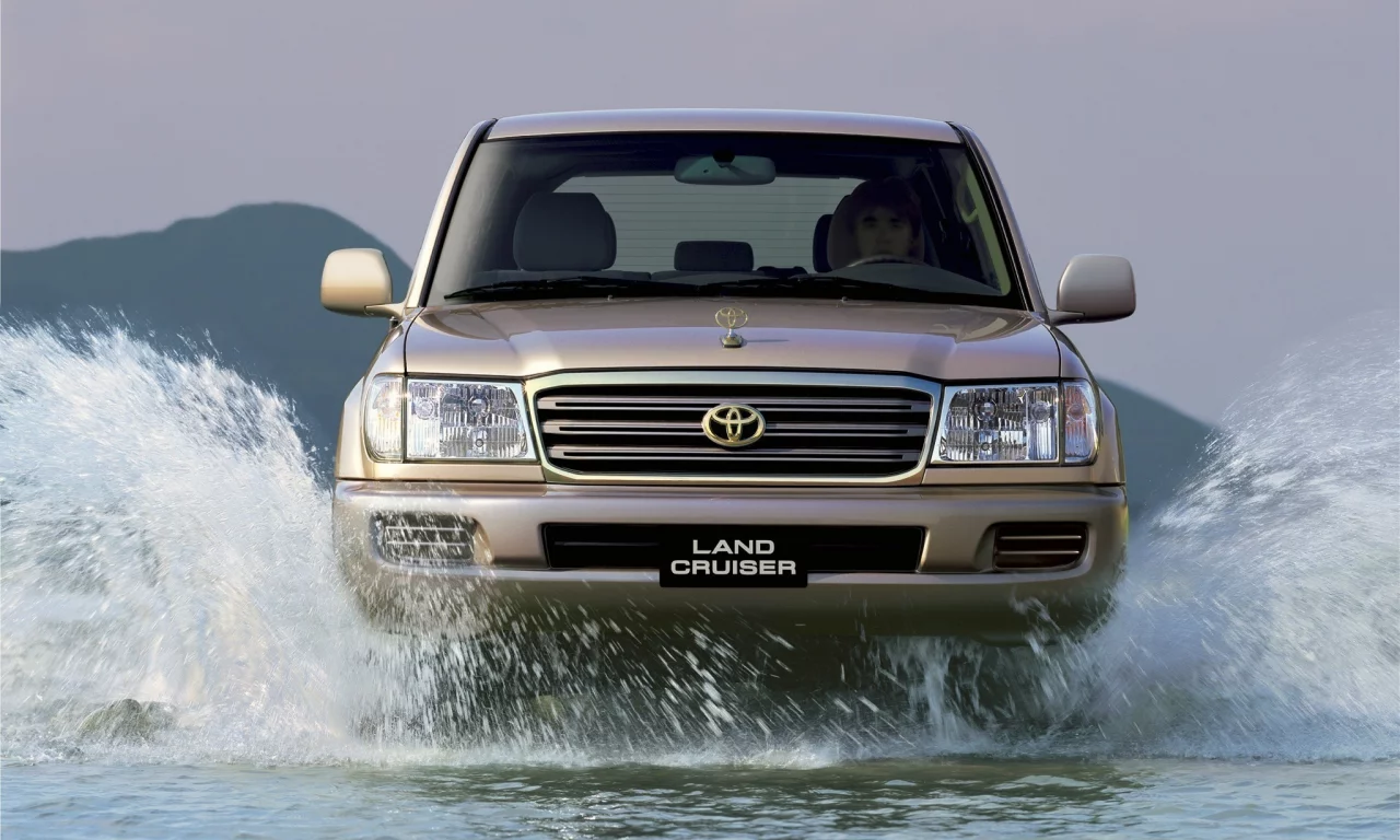 land cruiser, 100vx, вода, брызги, toyota