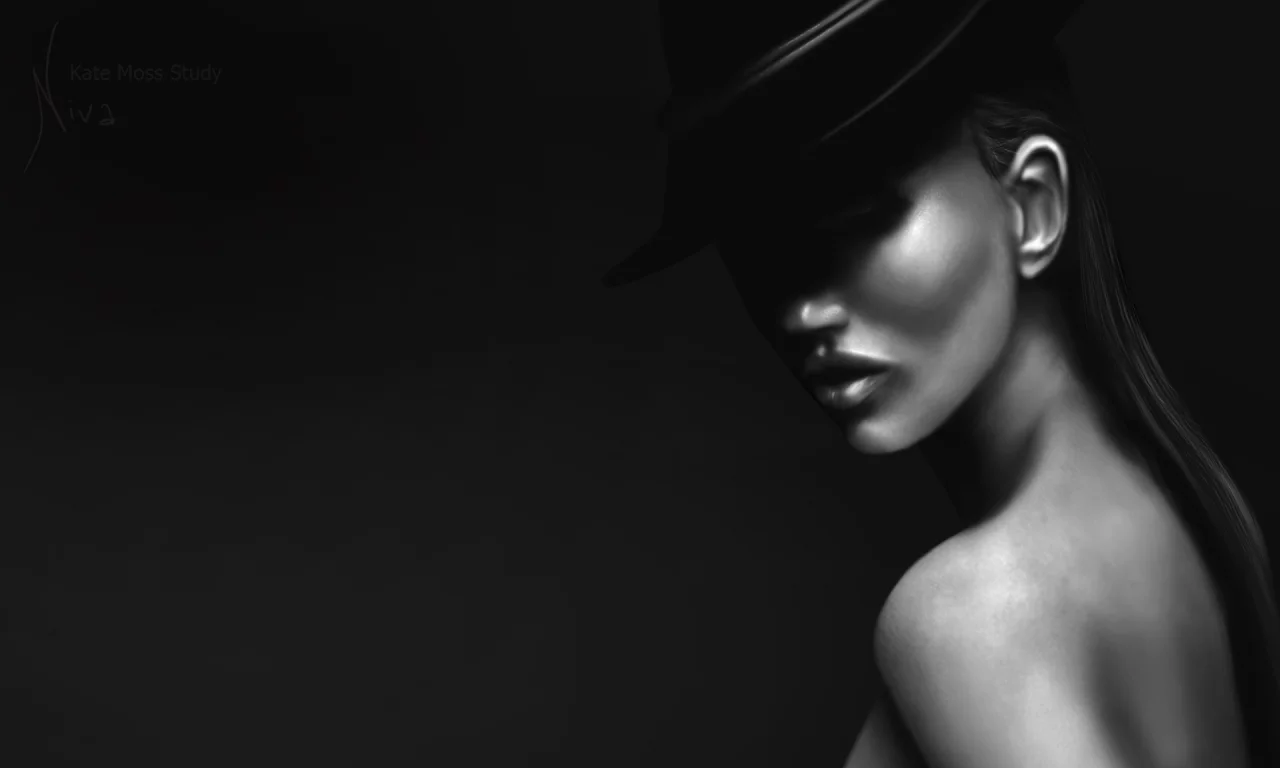 кейт, шляпа, девушка, модель, мосс, kate moss, темный фон