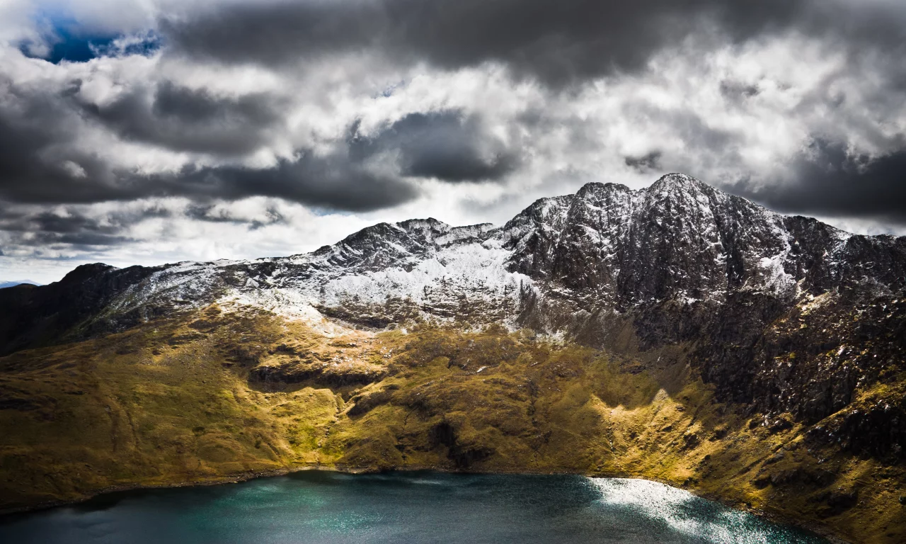 гора, горы, snowdon, море, вода, the uk, wales, океан