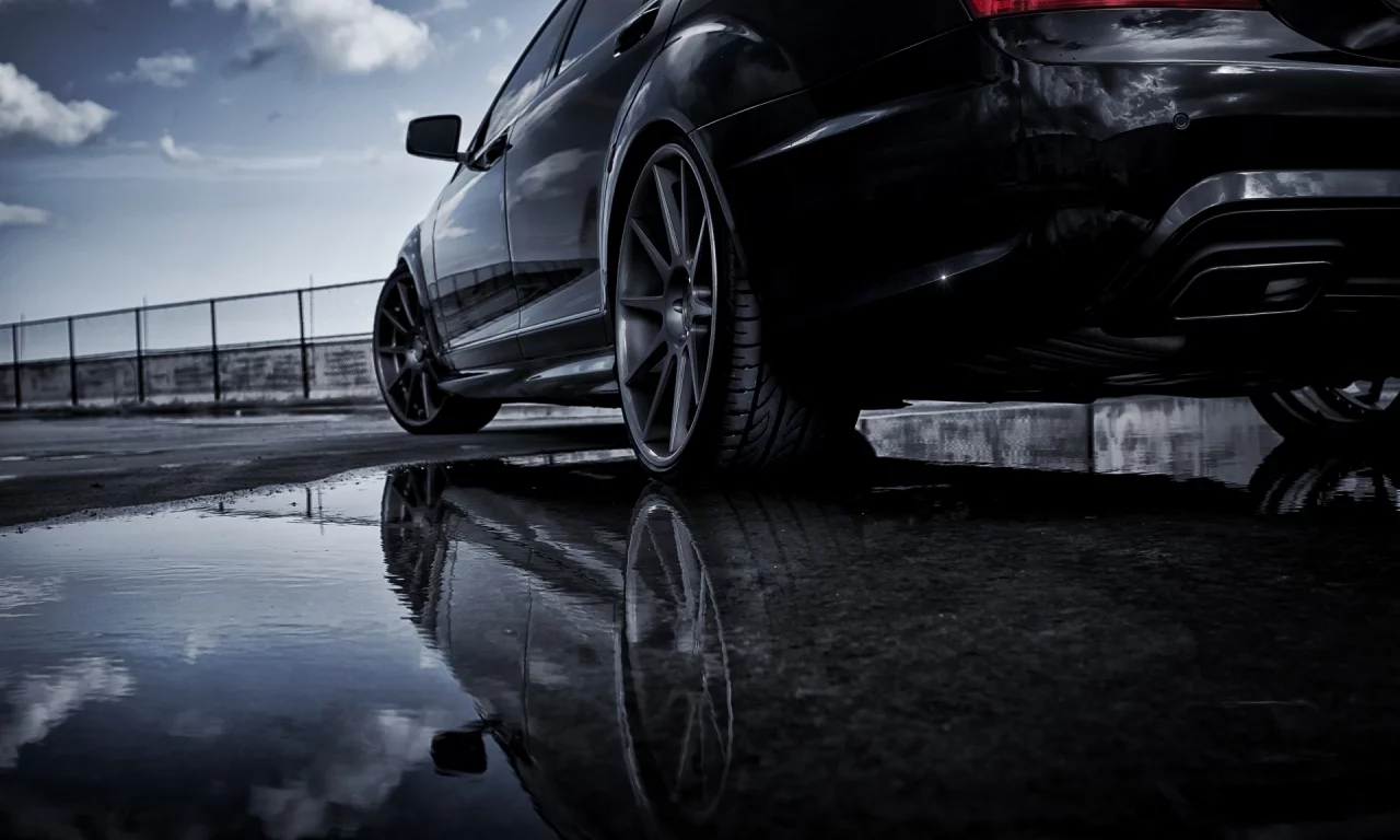с-класс, небо, тюнинг, tuning, s-klasse, s550, с550, лужа, мерседес, диски, отражение, mercedes-benz, чёрный