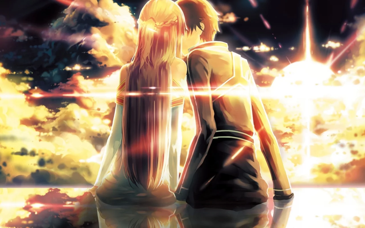 девушка, kirito, yuuki asuna, парень, арт, sword art online , ko2915277ok 