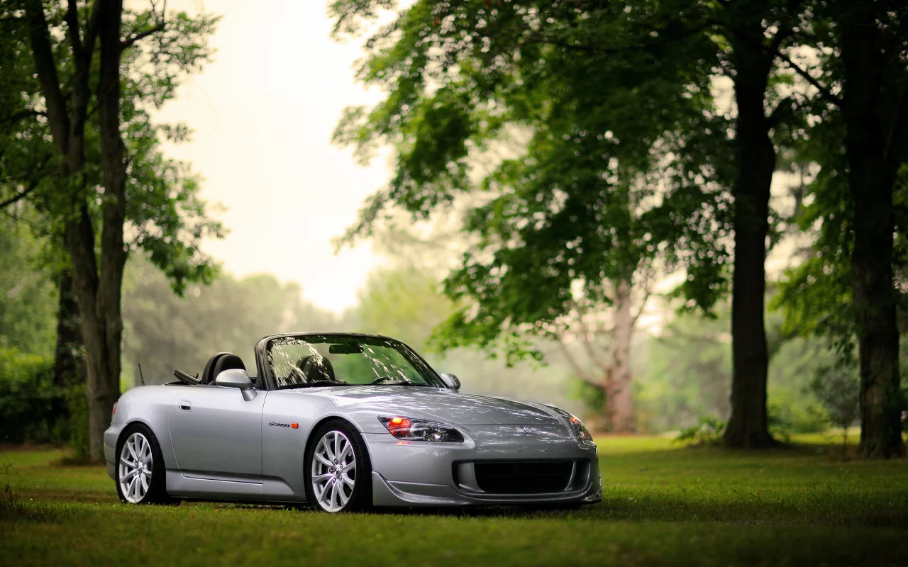 honda s2000, трава, лес, боке, хонда