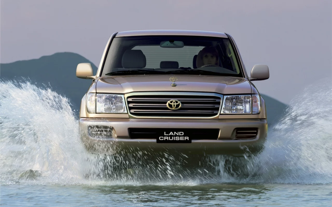 land cruiser, 100vx, вода, брызги, toyota