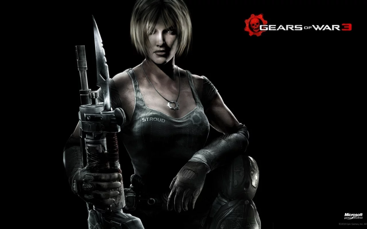 девушка, автомат, штыкнож, солдат, gears of war 3