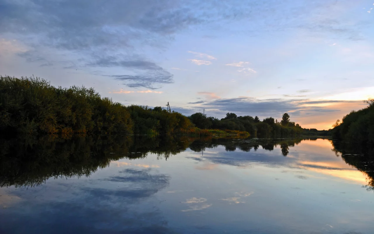 вечер, река, деревья, тишь да гладь, отражение, nature wallpaper, зелень, river