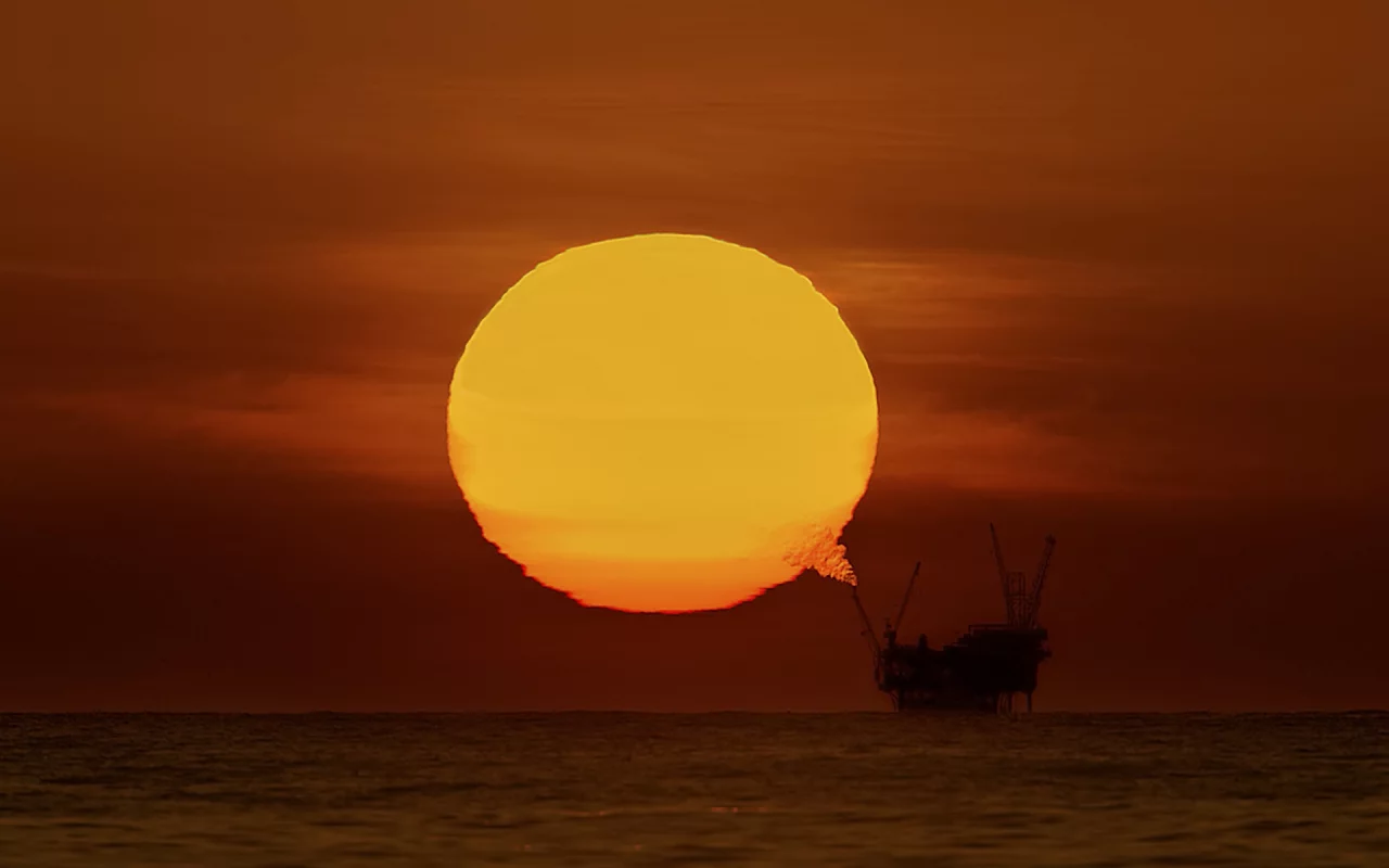 закат, платформа, море, солнце