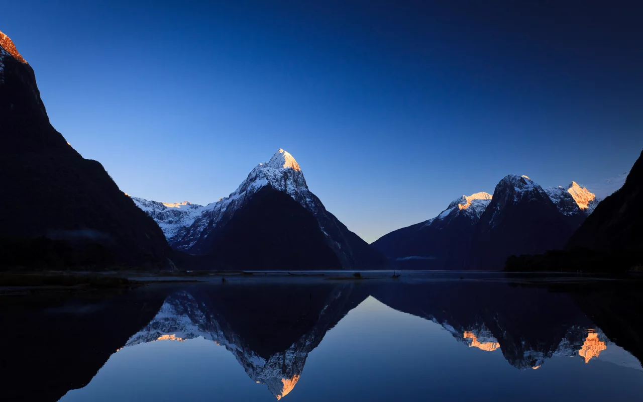 new zealand, рассвет, горы, отражение, озеро, новая зеландия