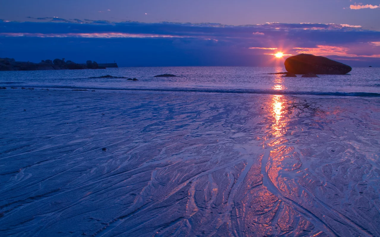 закат, утро, море