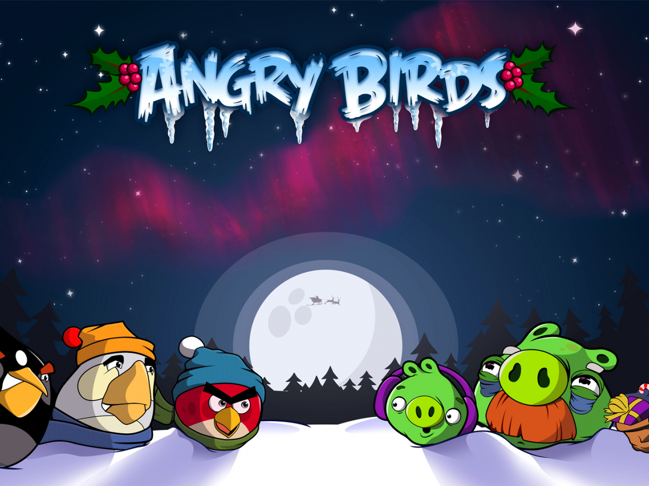 Картинка на рабочий стол angry birds christmas, angry birds, symbian, птички,  iphone, christmas, game, android 1280 x 960