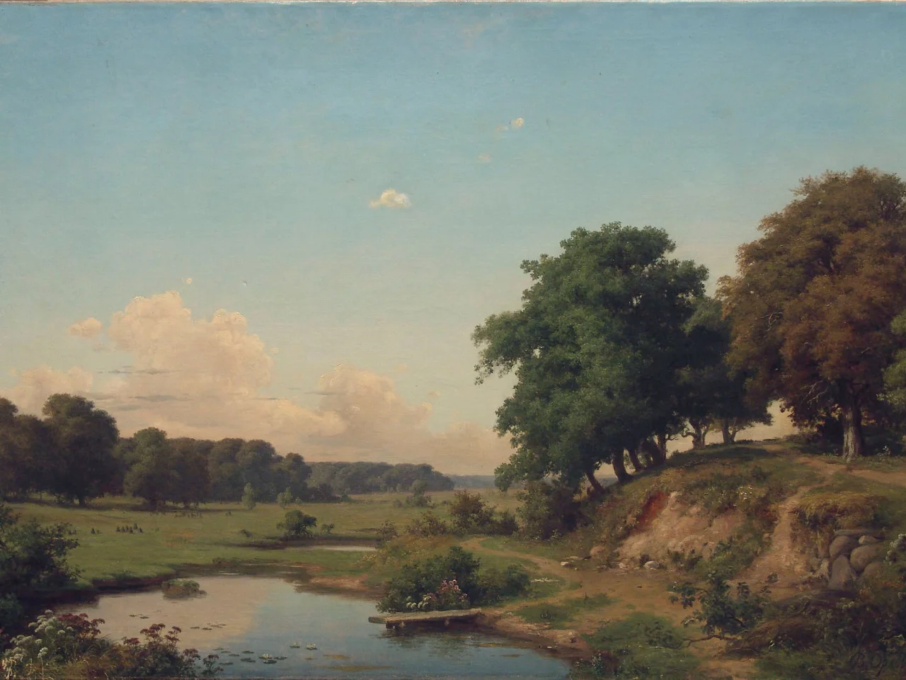 orlovsky, пейзаж с прудиком, орловский, живопись