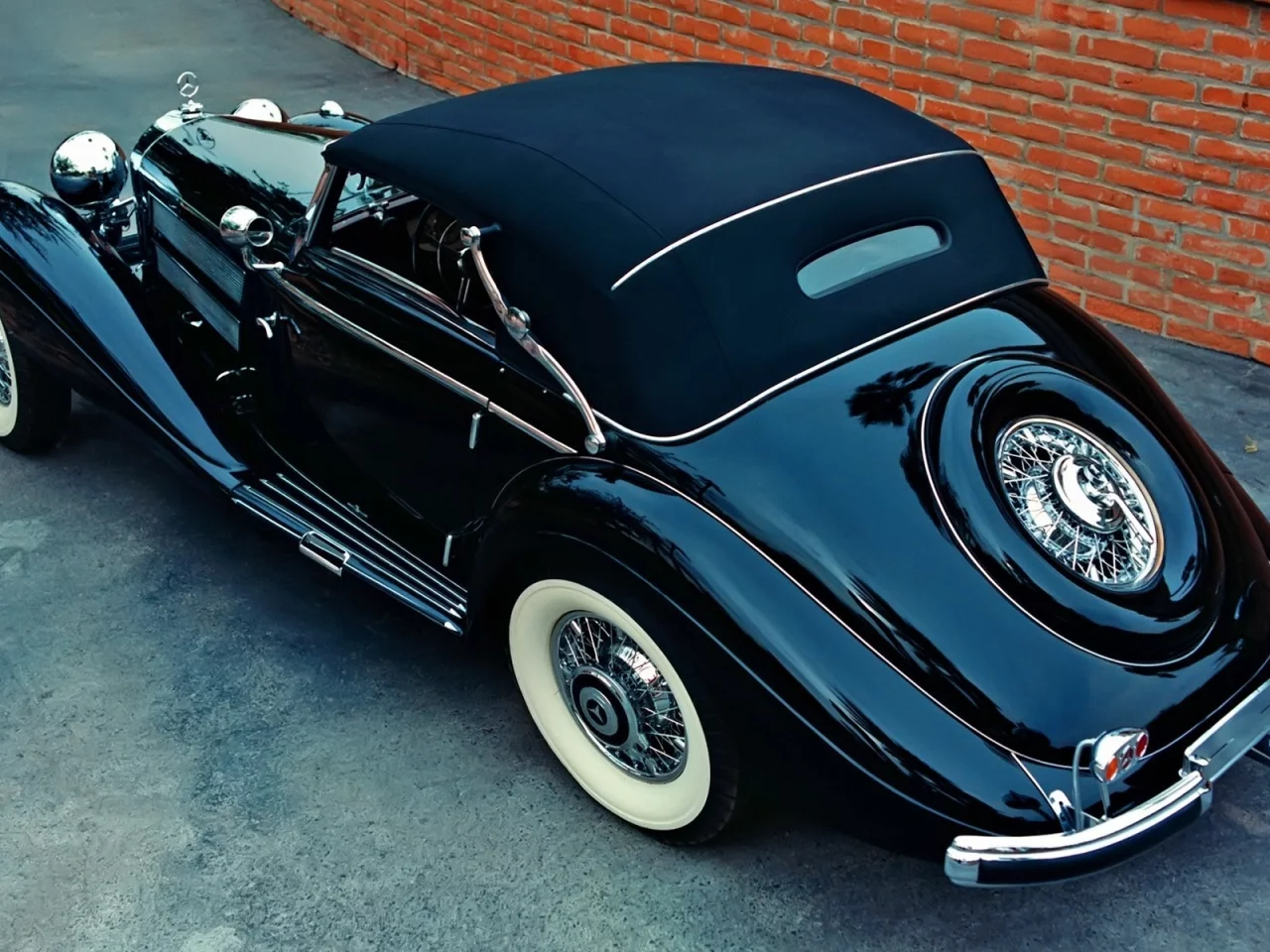 стена, кирпич, дорога, 540k cabriolet b 1936