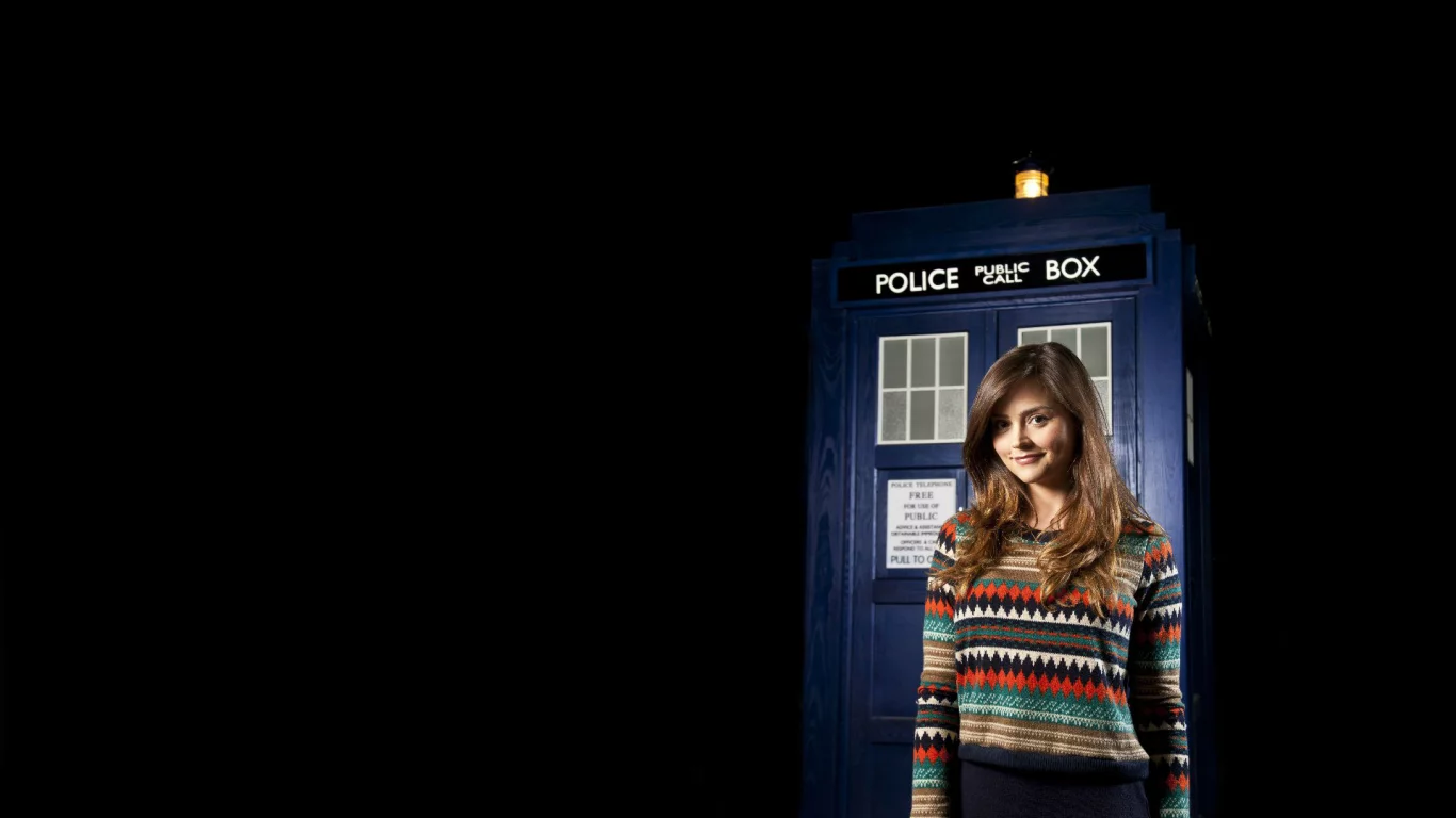 девушка, свитер, улыбка, будка, doctor who, доктор кто