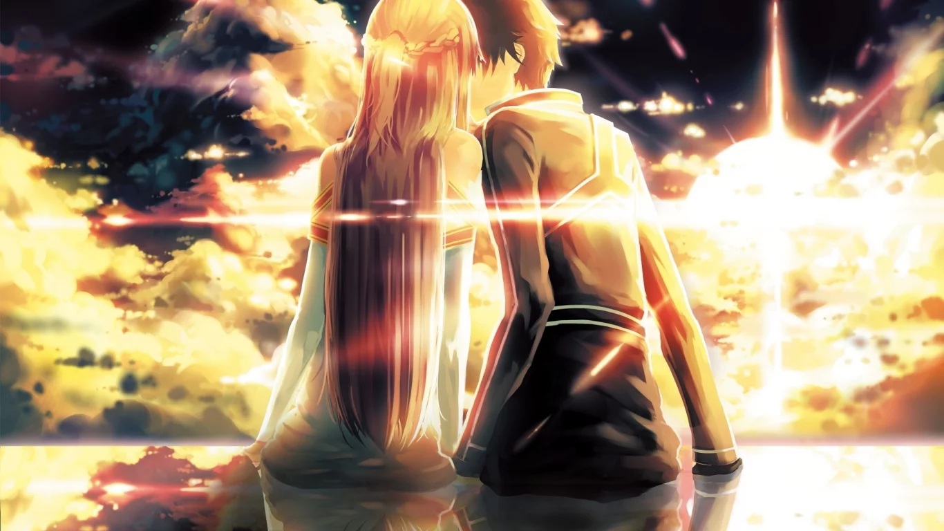 девушка, kirito, yuuki asuna, парень, арт, sword art online , ko2915277ok 