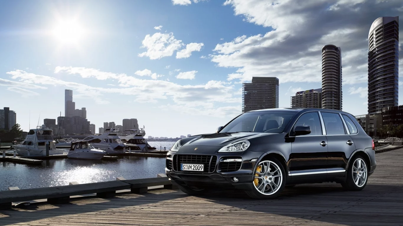 обои, лодки, cayenne, porsche, город