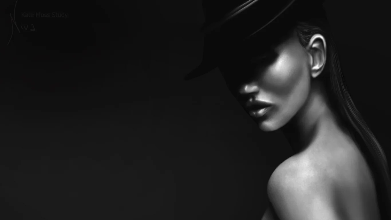кейт, шляпа, девушка, модель, мосс, kate moss, темный фон