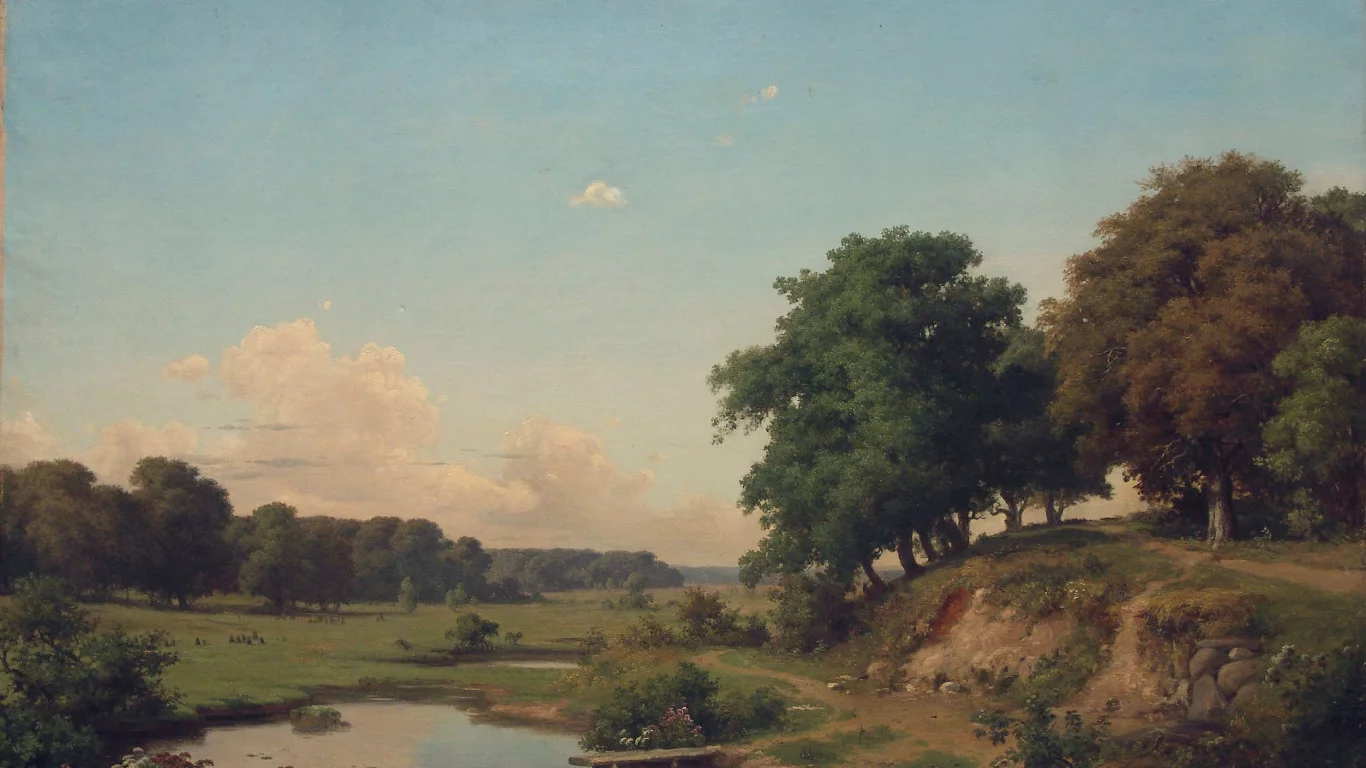 orlovsky, пейзаж с прудиком, орловский, живопись