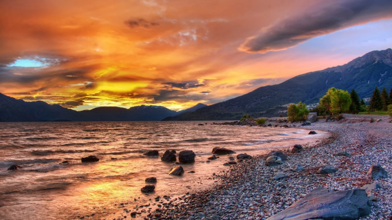 queenstown, горы, new zealand, закат