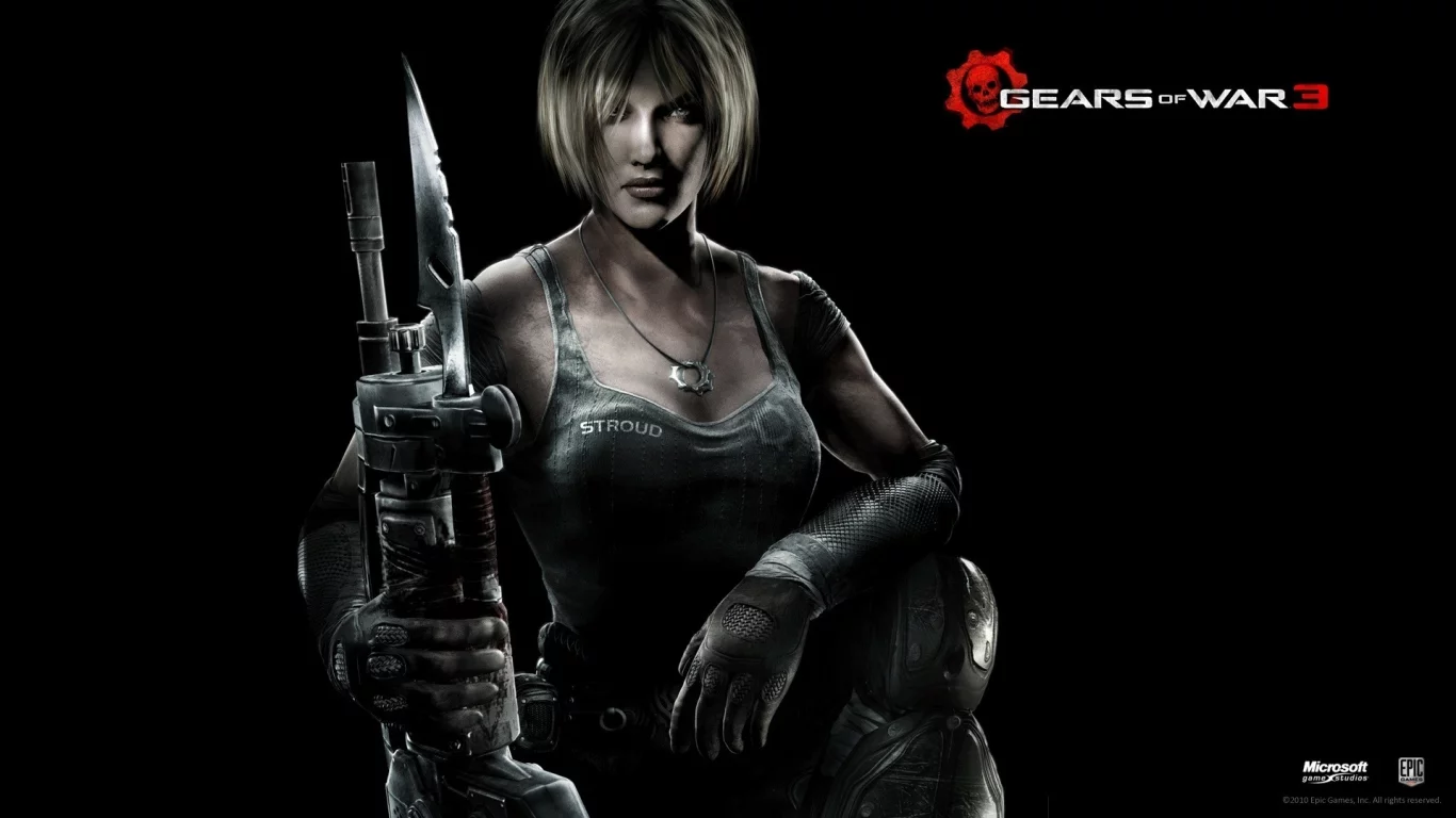 девушка, автомат, штыкнож, солдат, gears of war 3