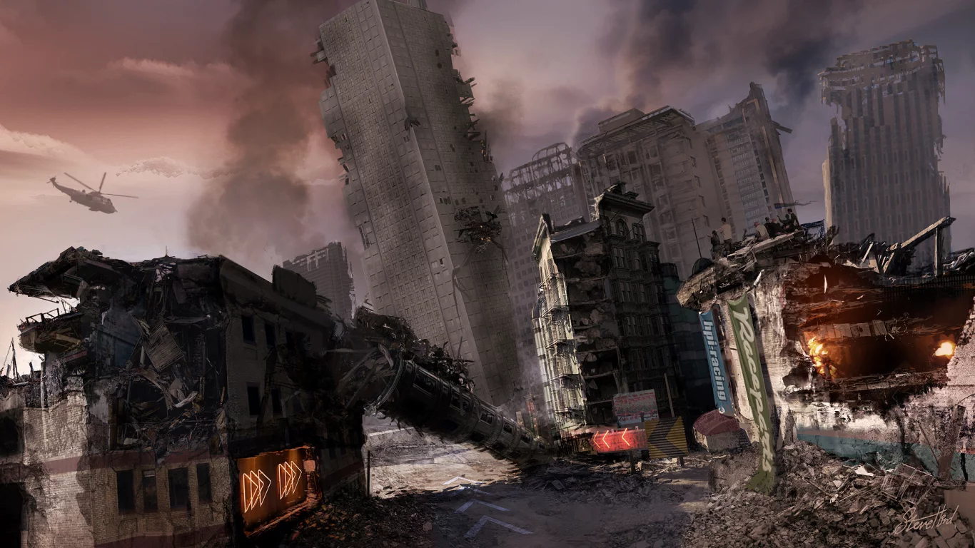 вертолет, город, конец света, motorstorm apocalypse, здание