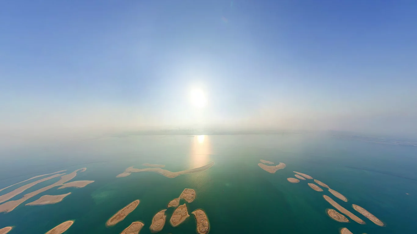 море, острова, солнце, город