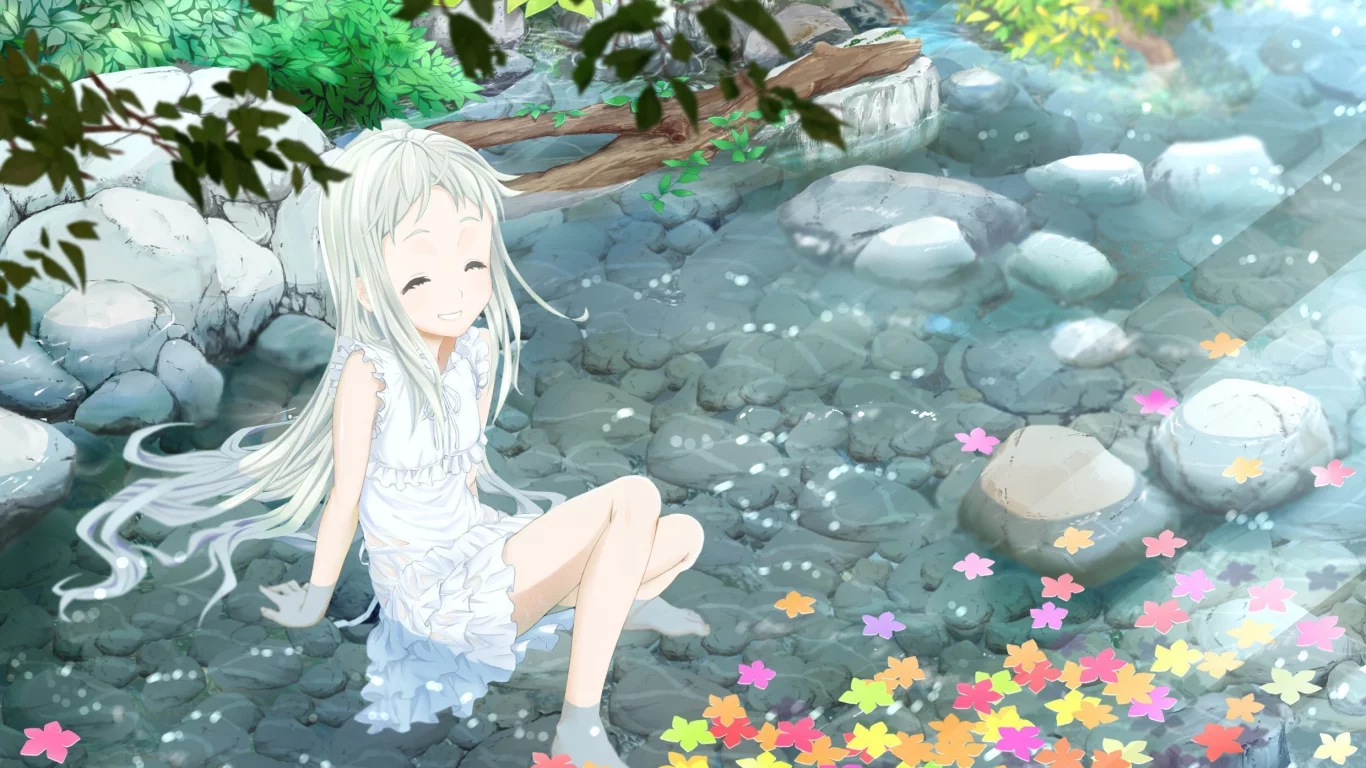 река, девочка, ano hi mita hana no namae wo bokutachi wa mada shiranai, honma meiko, невиданный цветок, улыбка