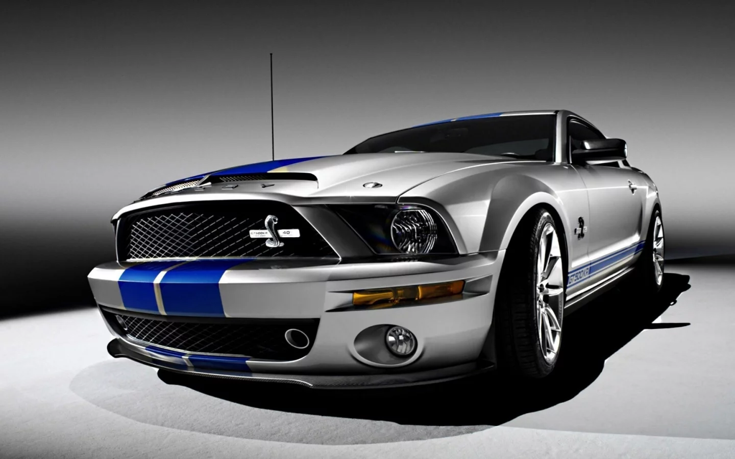 подиум, серый фон, gt500kr, 540 лошадиных сил, shelby, полосы
