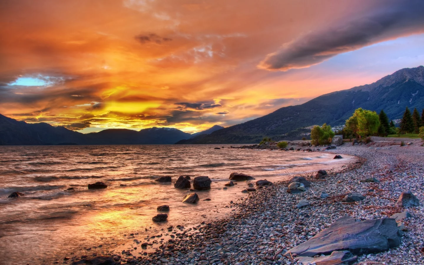 queenstown, горы, new zealand, закат