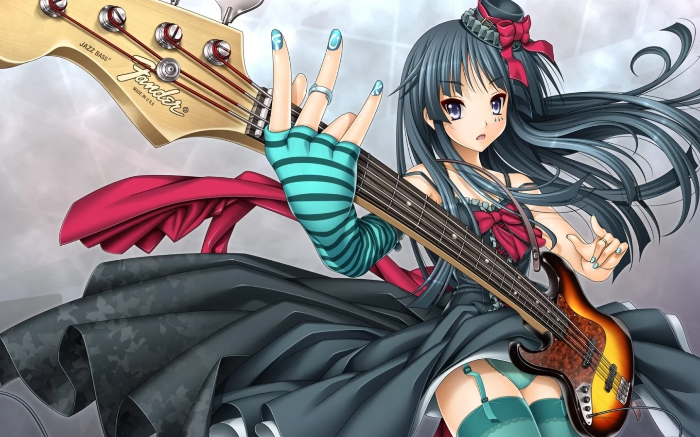 гитара, mio akiyama, k-on, мио, легкая музыка, кэйон