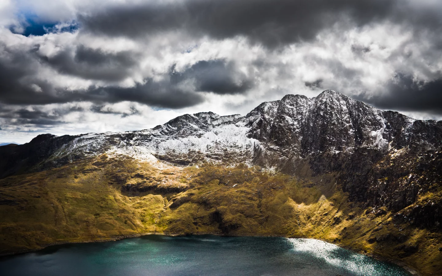 гора, горы, snowdon, море, вода, the uk, wales, океан